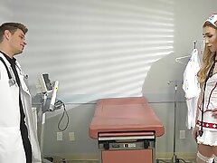 TS Nurse Rubs Dicks With Doc Before Fucking On Hospital Bed - GenderX